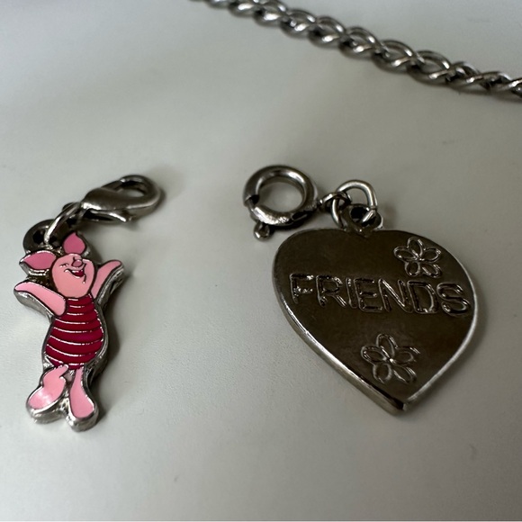 Disney Charm Bracelet Silver-Tone w Piglet Mickey Friends - Picture 4 of 10